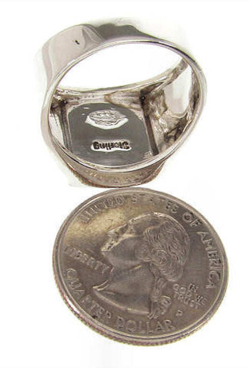 Native American Jewelry Silver Multicolor Ring Size 9-3/4 YS64588